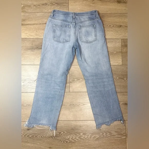 We The Free Maggie Mid Rise Straight Distressed Jeans in Light Stone - Picture 14 of 16